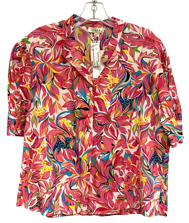 STARK Pink/Blue/White Floral S/S B/D Top