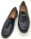FLORSHEIM Black Leather Woven Tassel Loafers 9