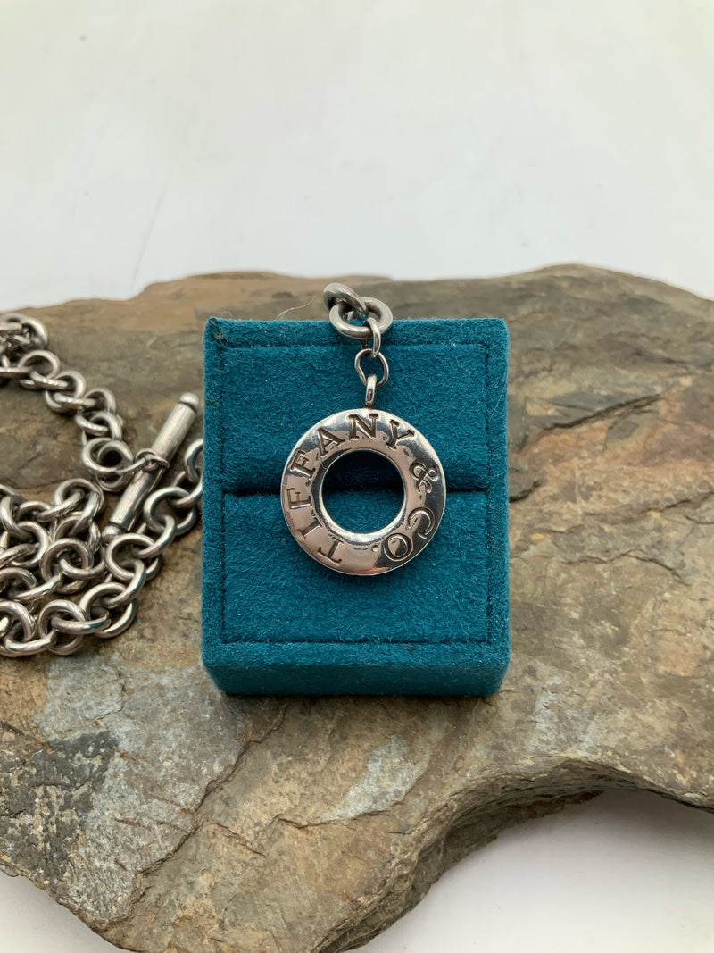 Tiffany & Co. Sterling Toggle Clasp Logo Necklace