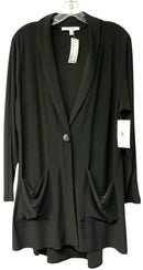 SYMPLI Black Shawl Collar Pocket Cardigan