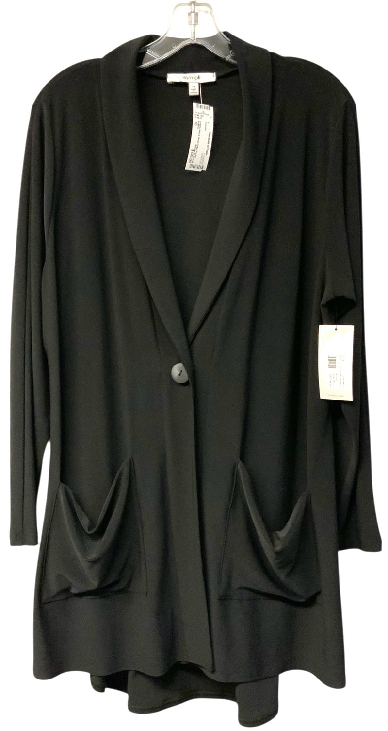 SYMPLI Black Shawl Collar Pocket Cardigan