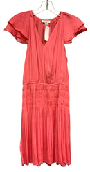 CURRENT AIR Bubble Gum Pink Smocked Pleat Tiered Flutter Slv Dress