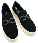 Vaneli Sport Black Suede Crystal Buckle Slip On Sneakers 7.5N