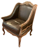 Leather Wingback Chair with Cabriole Legs