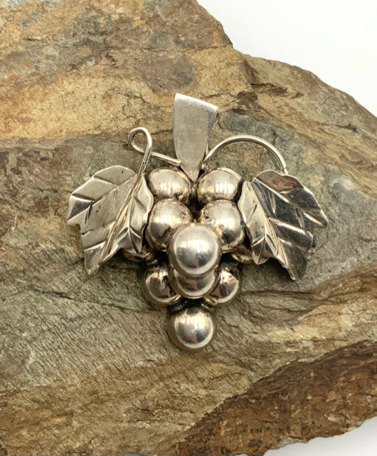 Taxco Sterling Silver Grapes Pendant/Brooch