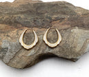 14kt Gold Oval Textured Hoop Earrings
