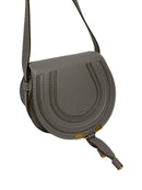CHLOE Grey Grained Leather Marcie Crossbody Bag