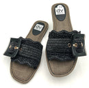 DOLCE VITA Black Raffia w/Black Buckle Slide Sandal 8.5