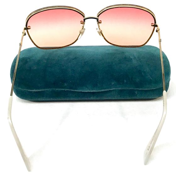 GUCCI Pink Gold Gradient Lens Gold Frame Oversize Sunglasses