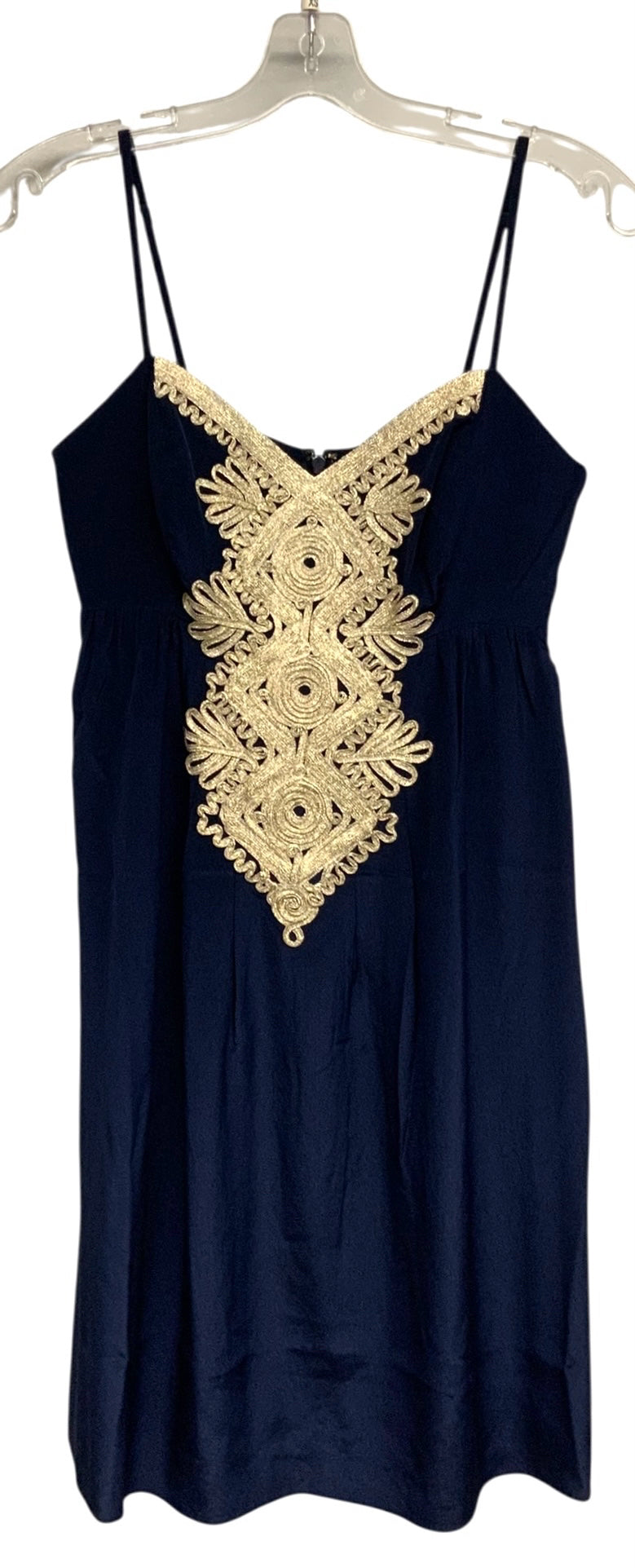 LILLY PULITZER Navy w/Gold Embroid "Kelsea " Silk Dress