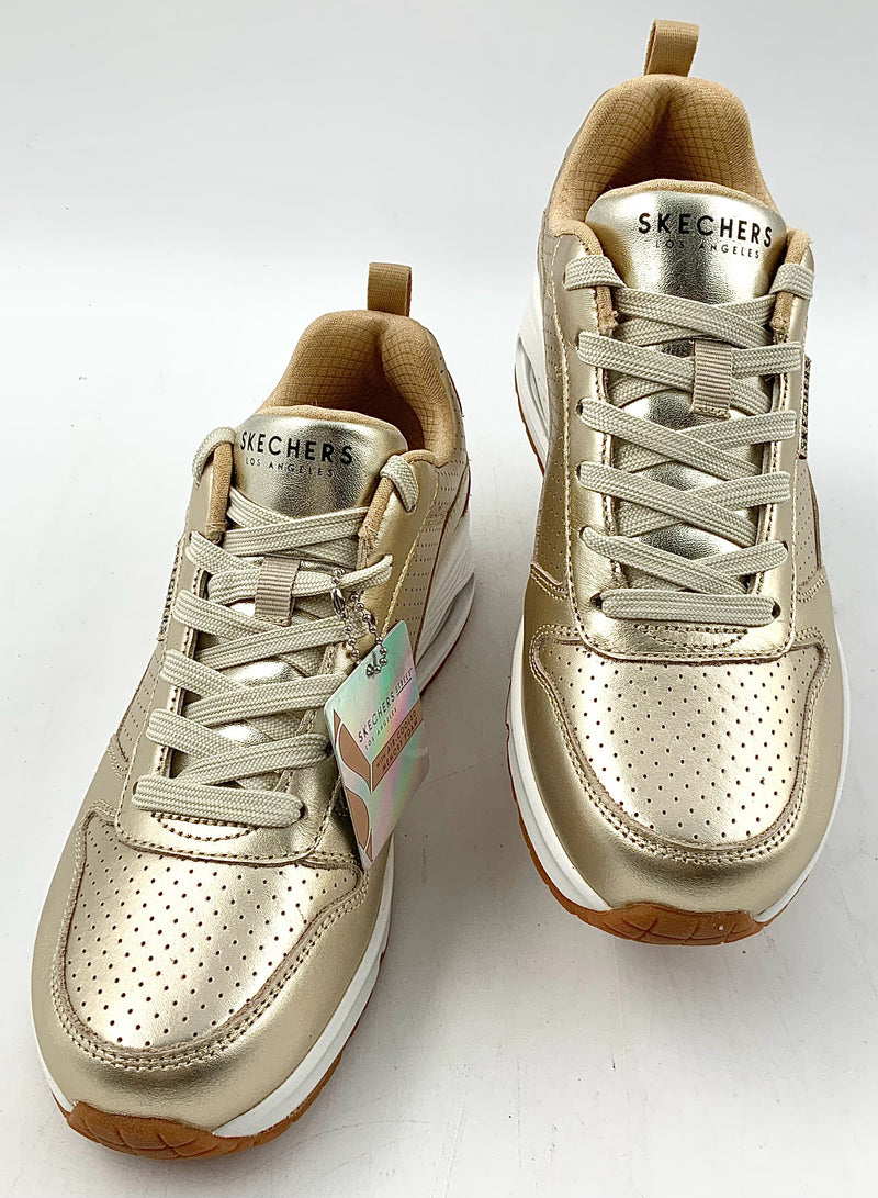 SKECHERS Gold Leather Wedge Sneakers 8