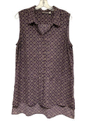 HALOGEN Purple/Cream Medallion Print S/L B/D Top