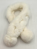 BELLE FARE Winter White Dyed Rabbit Pom Looping Neck Warmer Collar