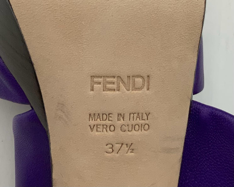FENDI Purple Nappa Leather Spuntata H/H Sandals 37.5
