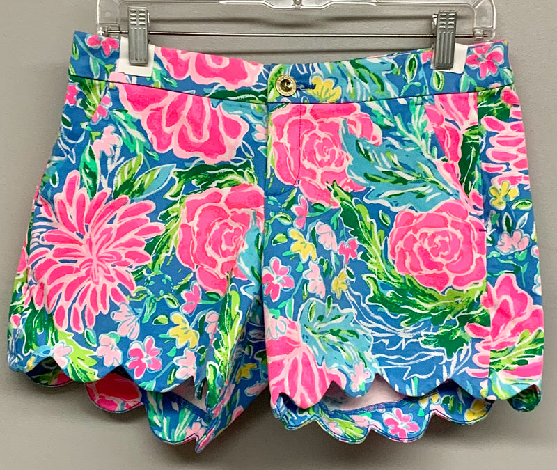 LILLY PULITZER Zanzibar Blue/Pink Buttercup Stretch Shorts