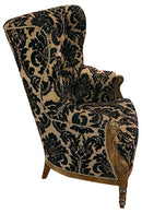 Paul Robert Black Damask Wing Chair