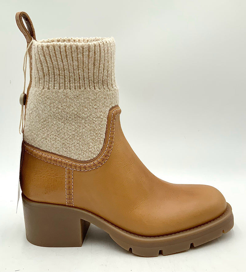 CHLOE Quiet Brown Cream Knit Neva Ankle Boots 40W