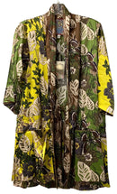 JOHNNY WAS Brown Green Yellow Floral Silk Lucero Salvor Tie Front Kimono