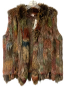 ADORE Multi Color Knitted Raccoon & Rabbit Fur Vest