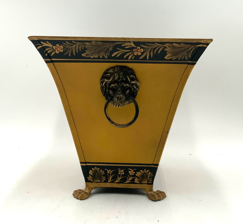 Tole Metal Planter with Ring Handles