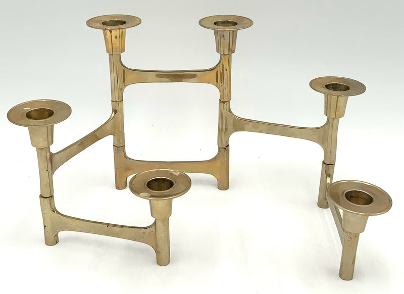 Mid Century Hinged Brass Candelabra