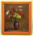 Vintage Oil on Canvas in Painted Wood Frame