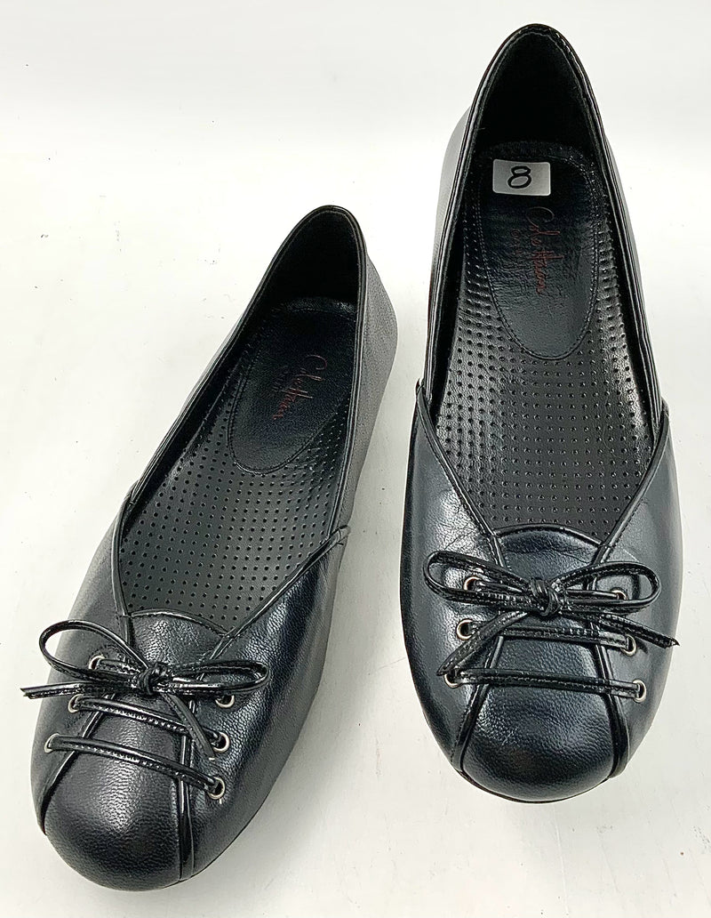 COLE HAAN Black Leather Patent Lace Up Flats 8B