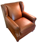 Whiskey Tone Leather Club Chair with Nailhead Trim
