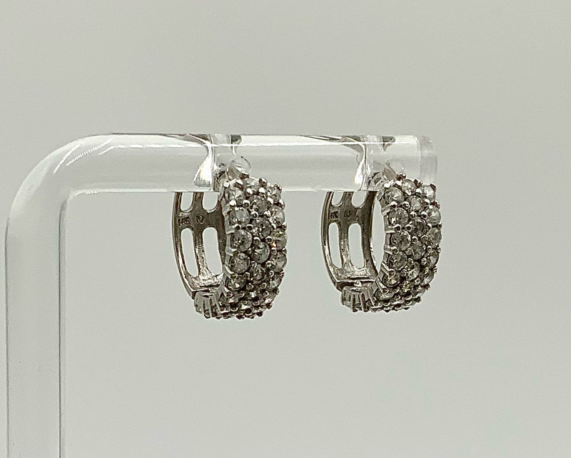 14kt Gold & Pave CZ Hinged Huggie Earrings