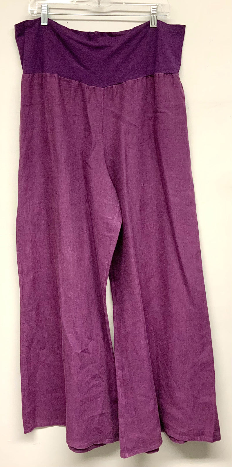 BRYN WALKER Purple Linen Roll Waist Wide Leg Pants