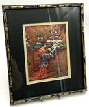 Pair of Vintage Japanese Foil Art Framed Prints