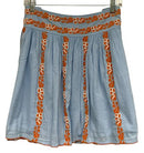 TORY BURCH Blue w/Orange Embroid & White Beads "Alexandria" Skirt