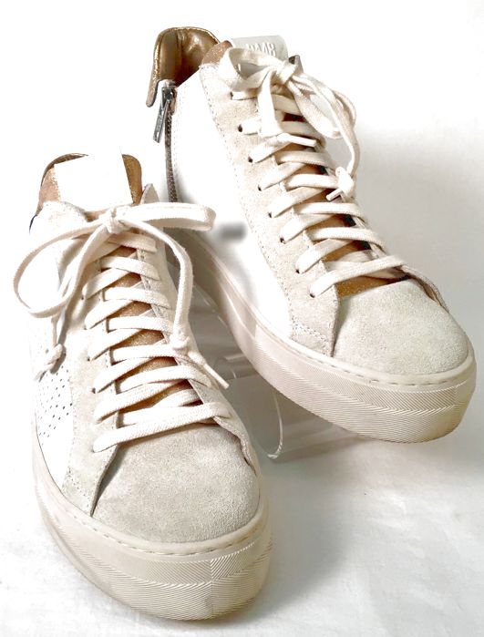 P448 Bone Suede White/Gold Leather Hi-Top Sneakers 9