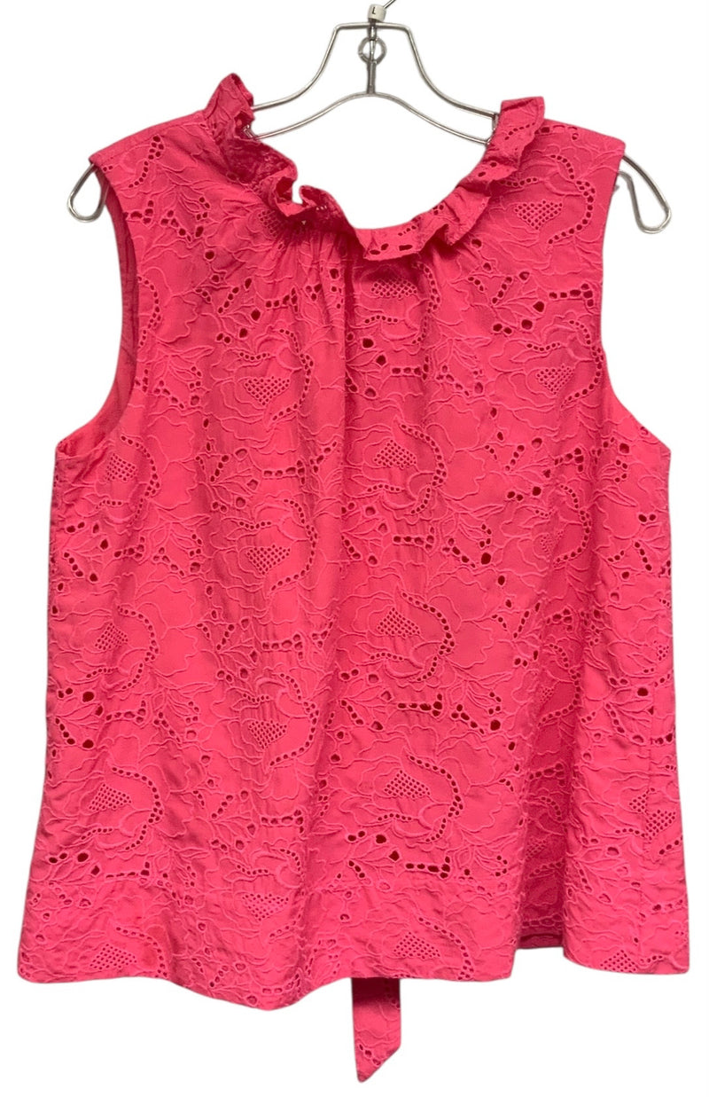 LILLY PULITZER Pink Eyelet Dahliana Tie Back S/L Top