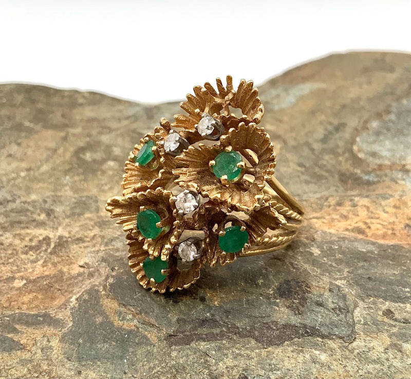 14kt Gold, Diamond & Emerald Ring