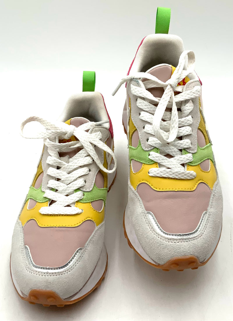 JUST SAY WIZZ White/Pink/Yellow/Green Sneakers 6.5