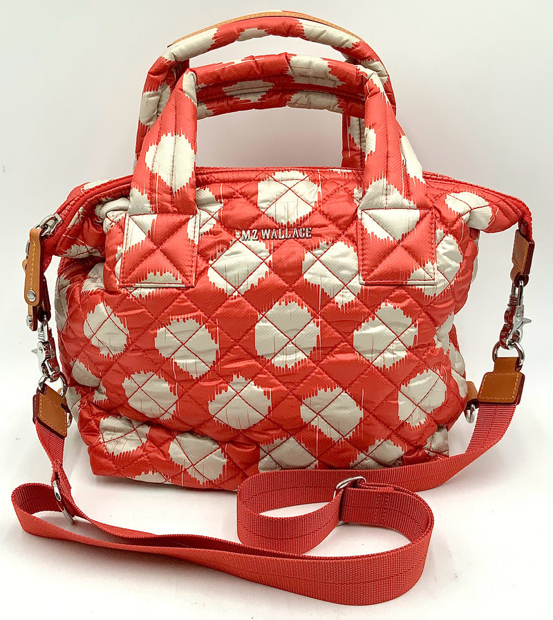 MZ WALLACE Coral Beige Quilted Nylon Patterned Satchel