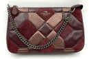 COACH Burgundy Leather & Suede Bronze Leather Patchwork Chain Bag