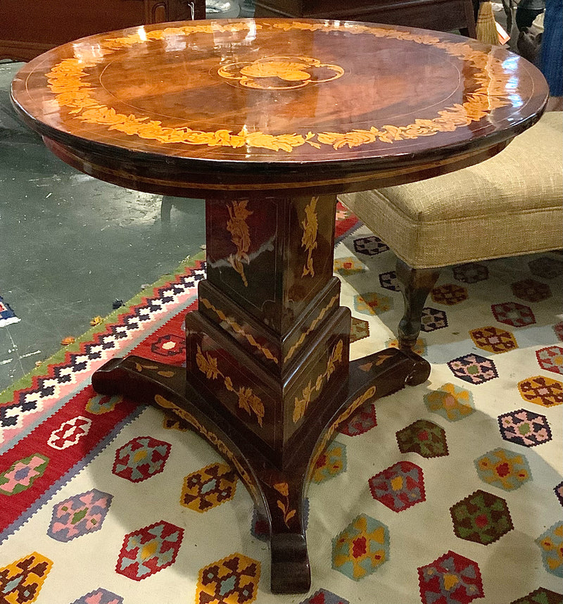 Antique Italian Foyer Table with Marquetry Inlay