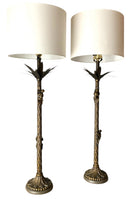 Pair of Bronze Tone Palm Tree Lamps