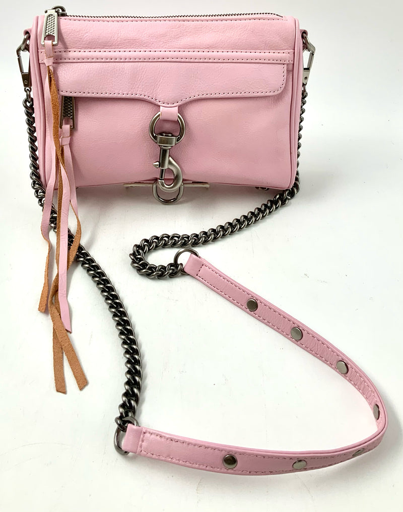 REBECCA MINKOFF Pink Leather Mac Chain Crossbody Bag