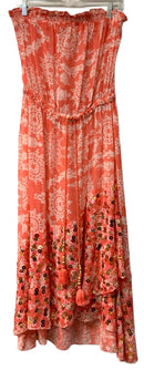 RAMY BROOK Coral/White "Cianna" Strapless Sequined Swim Cover-Up/Dress
