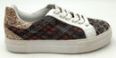 BETSY JOHNSON Gold Glitter/Red & Blue Plaid/Leo "Lindsay" Sneakers 8.5