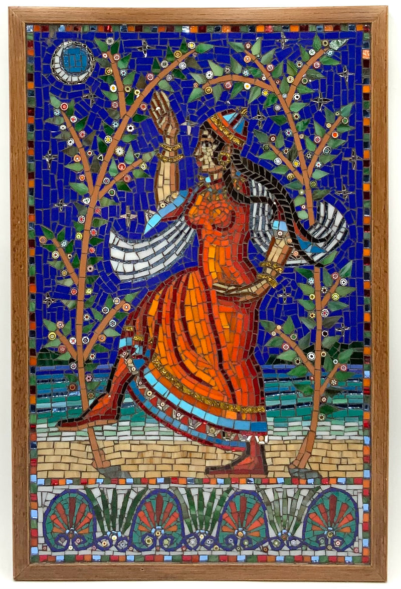 "Pendragon Dancer" Glass Mosaic in Wood Frame