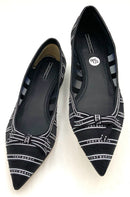 TORY BURCH Black Mesh Logo Ribbon Pointed Flats 9.5