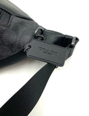 COACH Black Leather Graphite Signature Canvas Warren Belt Bag