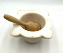 Antique Carrera Marble Mortar With Wood Pestle
