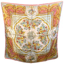 FENDI Pink Gold Multi Floral Silk Valance Motif Scarf