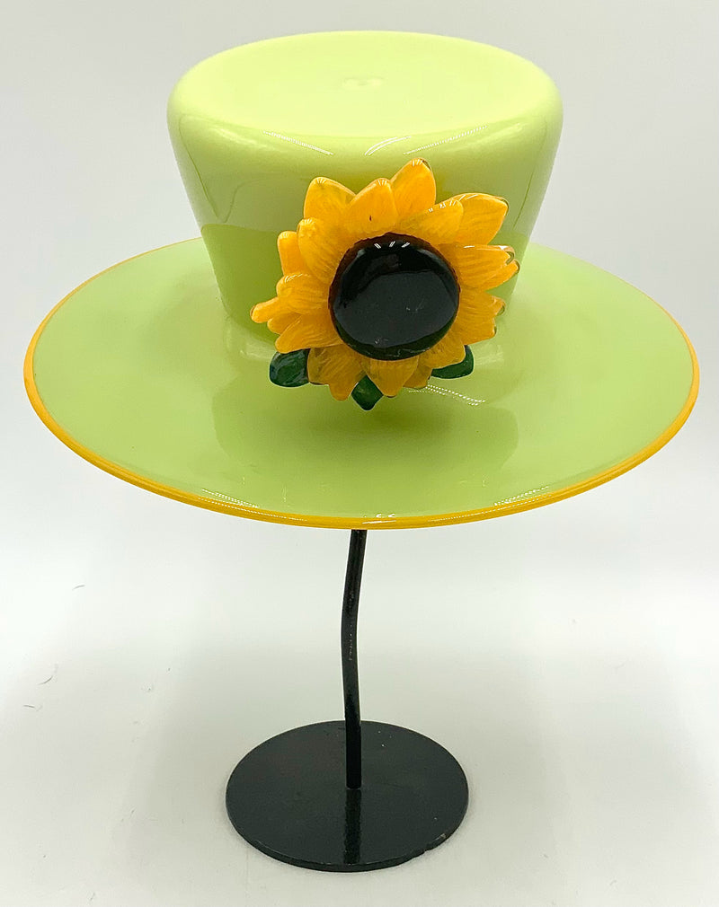 Handblown Art Glass Hat on Stand