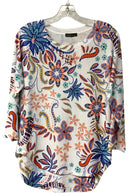 NALLY & MILLIE Red/White/Blue Floral 3/4 Sleeve Top